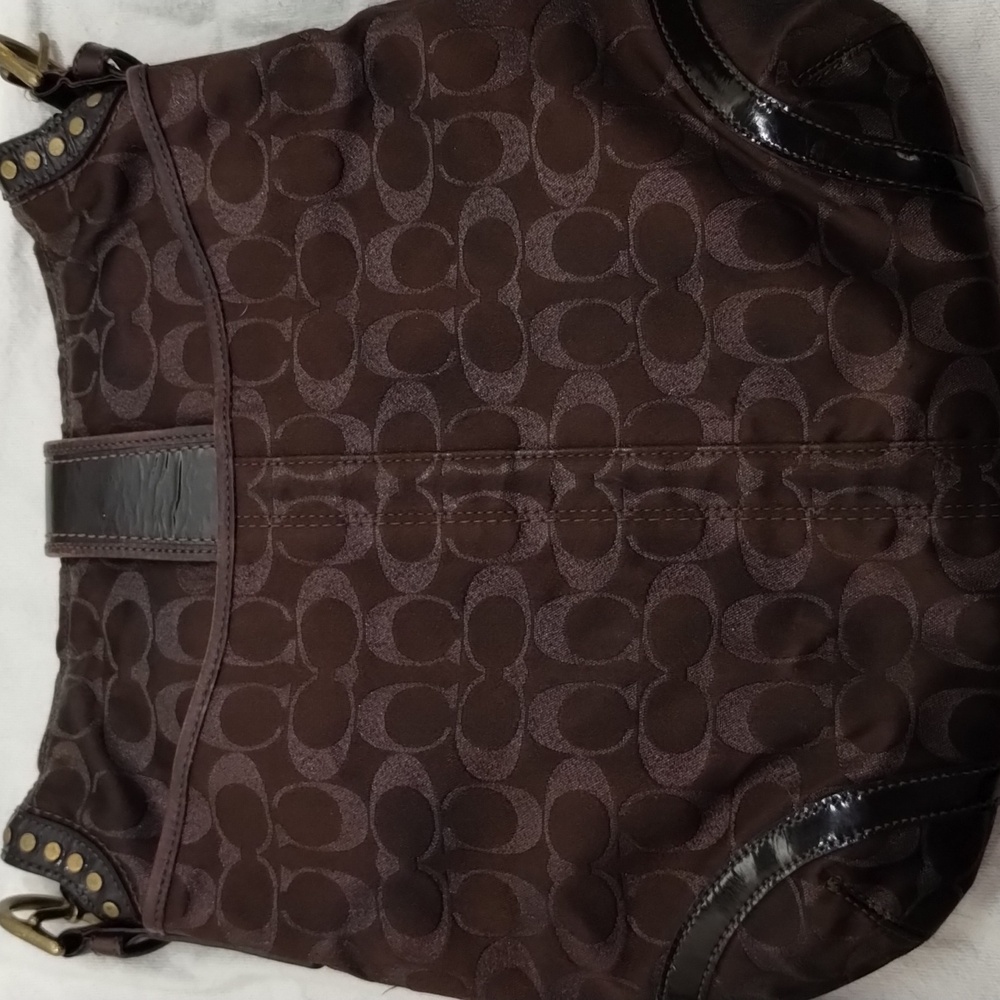 COACH Dark Brown Sparkly Signature Bag - Picture 2 of 14
